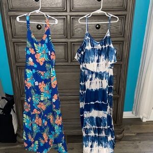 Place Blue Floral and Tie-Dye Maxi Dresses